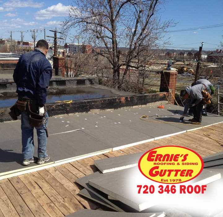 Commercial flat roof repair and low slope roof repair detail in Denver CO