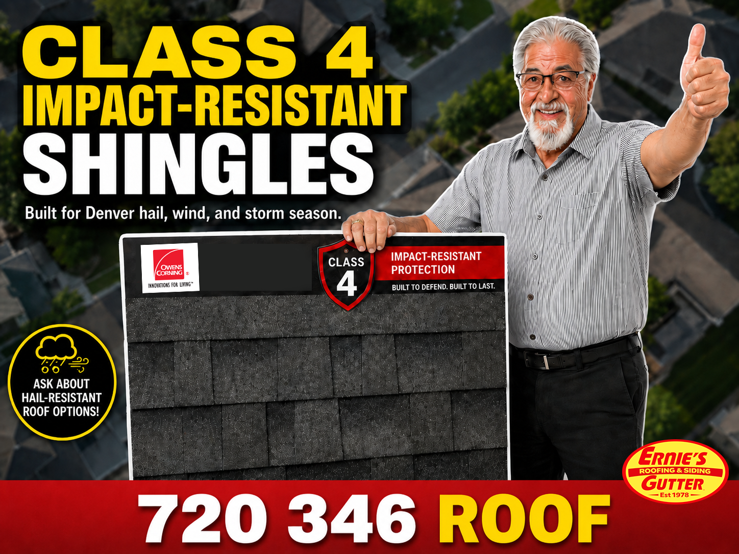 Class 4 impact-resistant shingles Denver Colorado hail defense