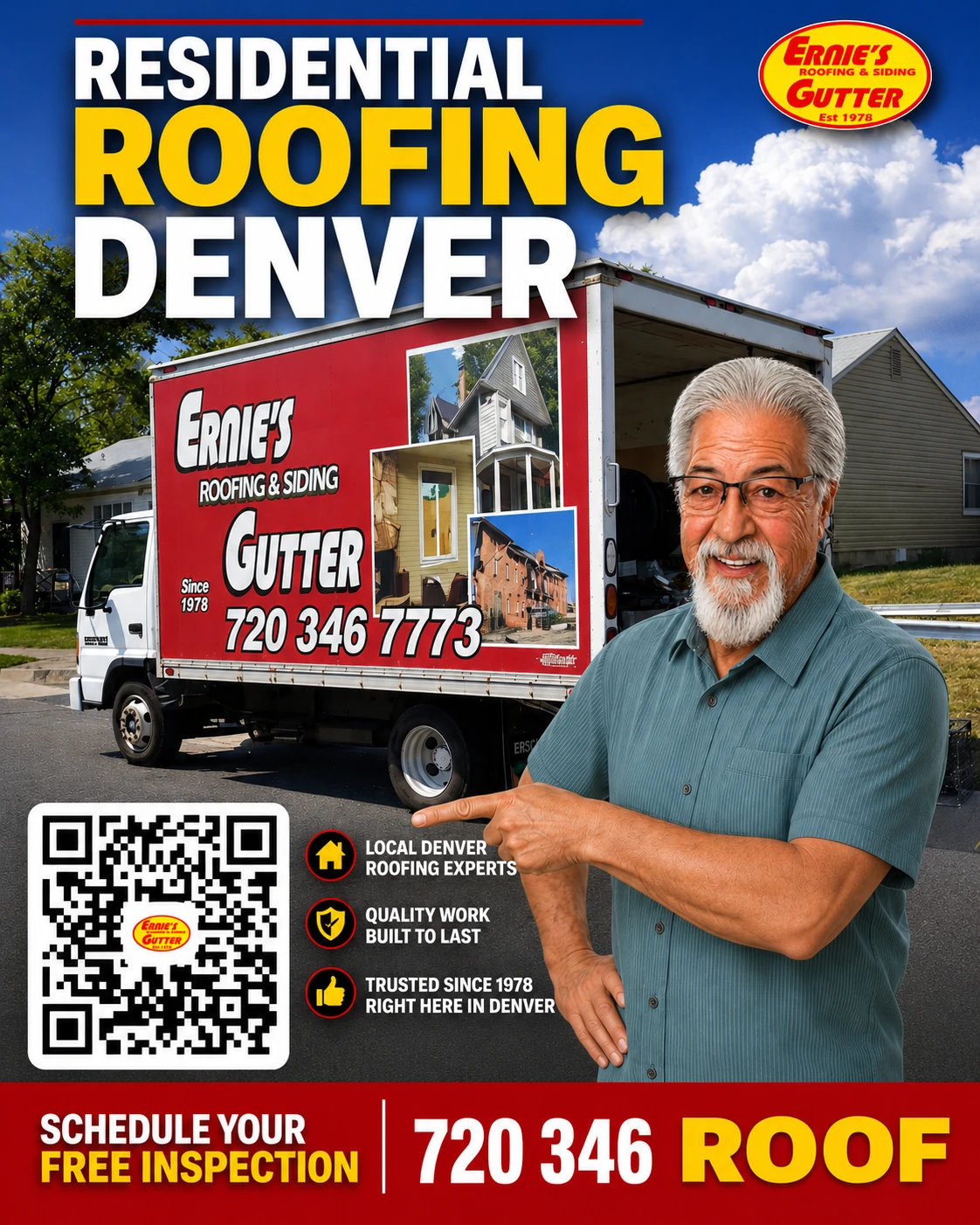 Residential Roofing Denver Ernie's Roofing landing poster