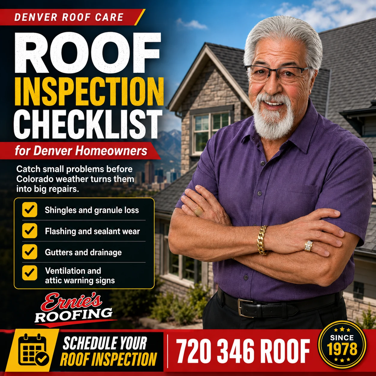 Roof inspection shingle checklist Denver Colorado
