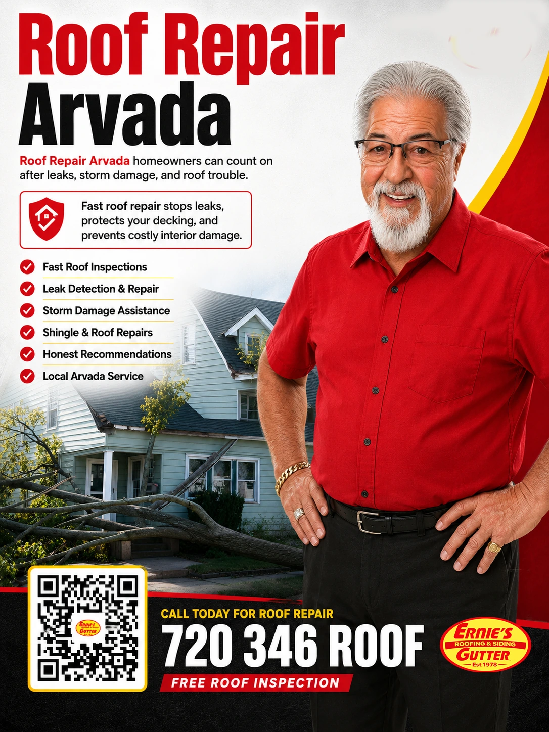 Roof Repair In Arvada Co Ernie's Roofing service poster
