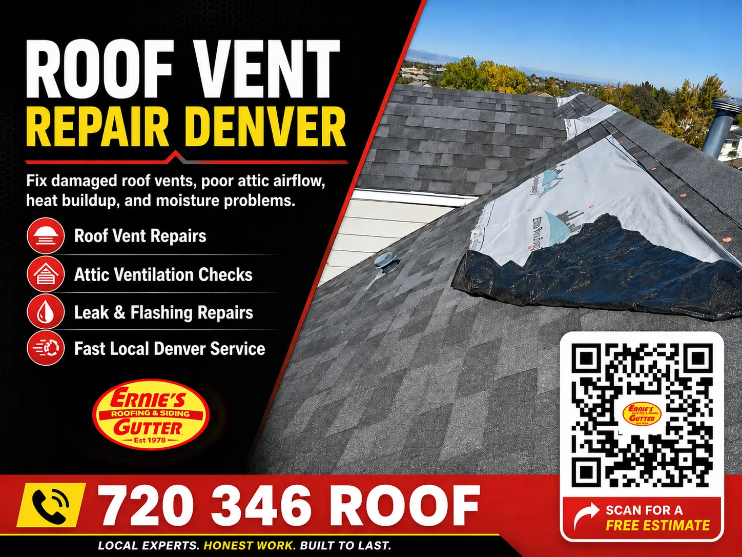 Roof vent repair Denver poster by Ernie's Roofing