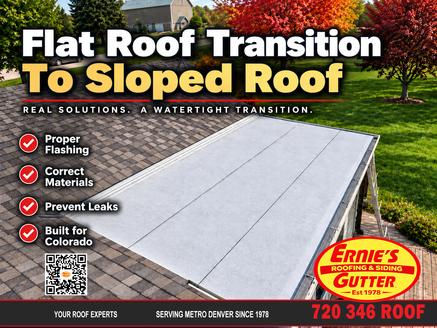 Flat Roof Transition To Sloped Roof in Denver Colorado