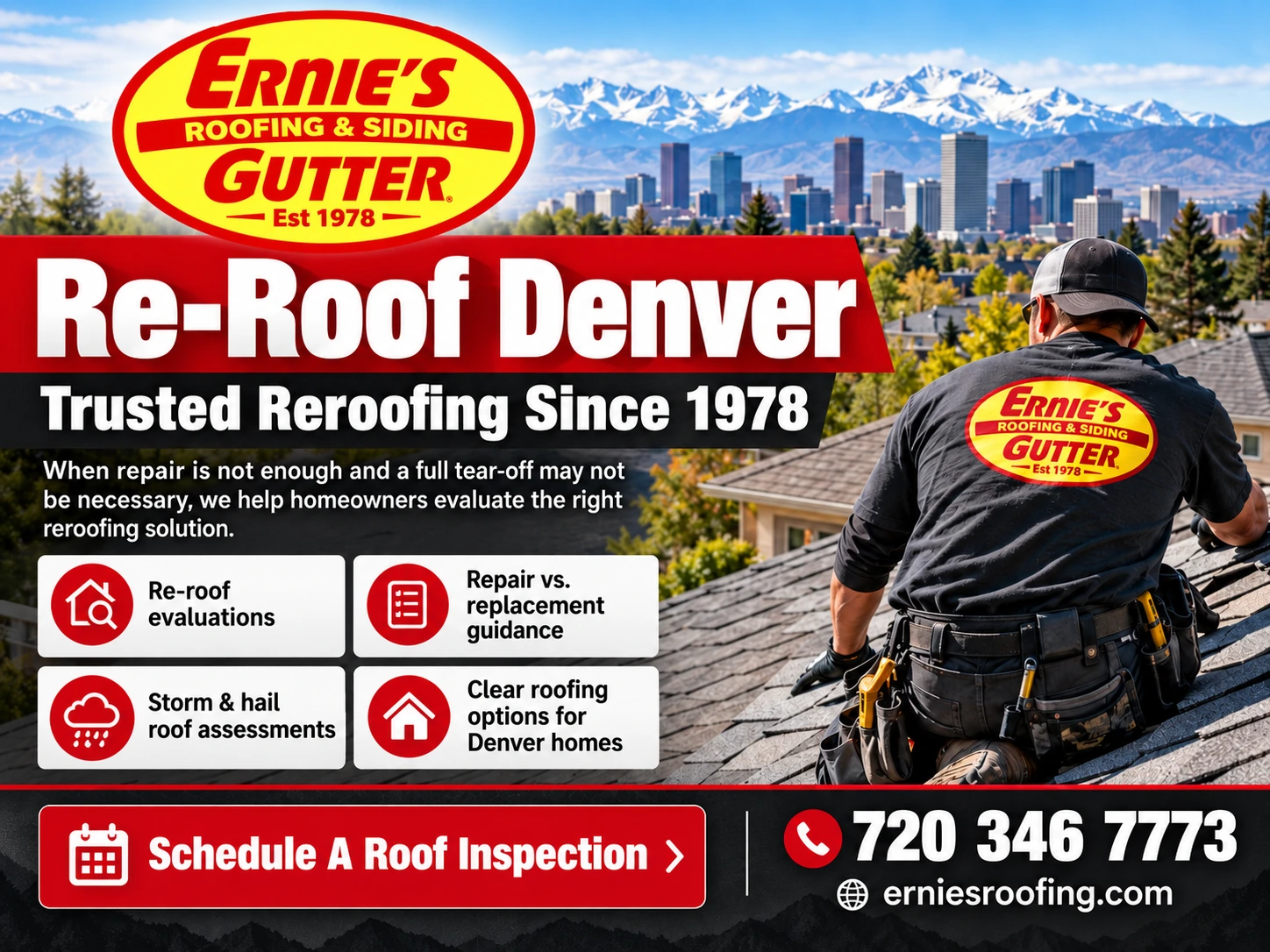 Re-Roof Denver roofing evaluation by Ernie's Roofing