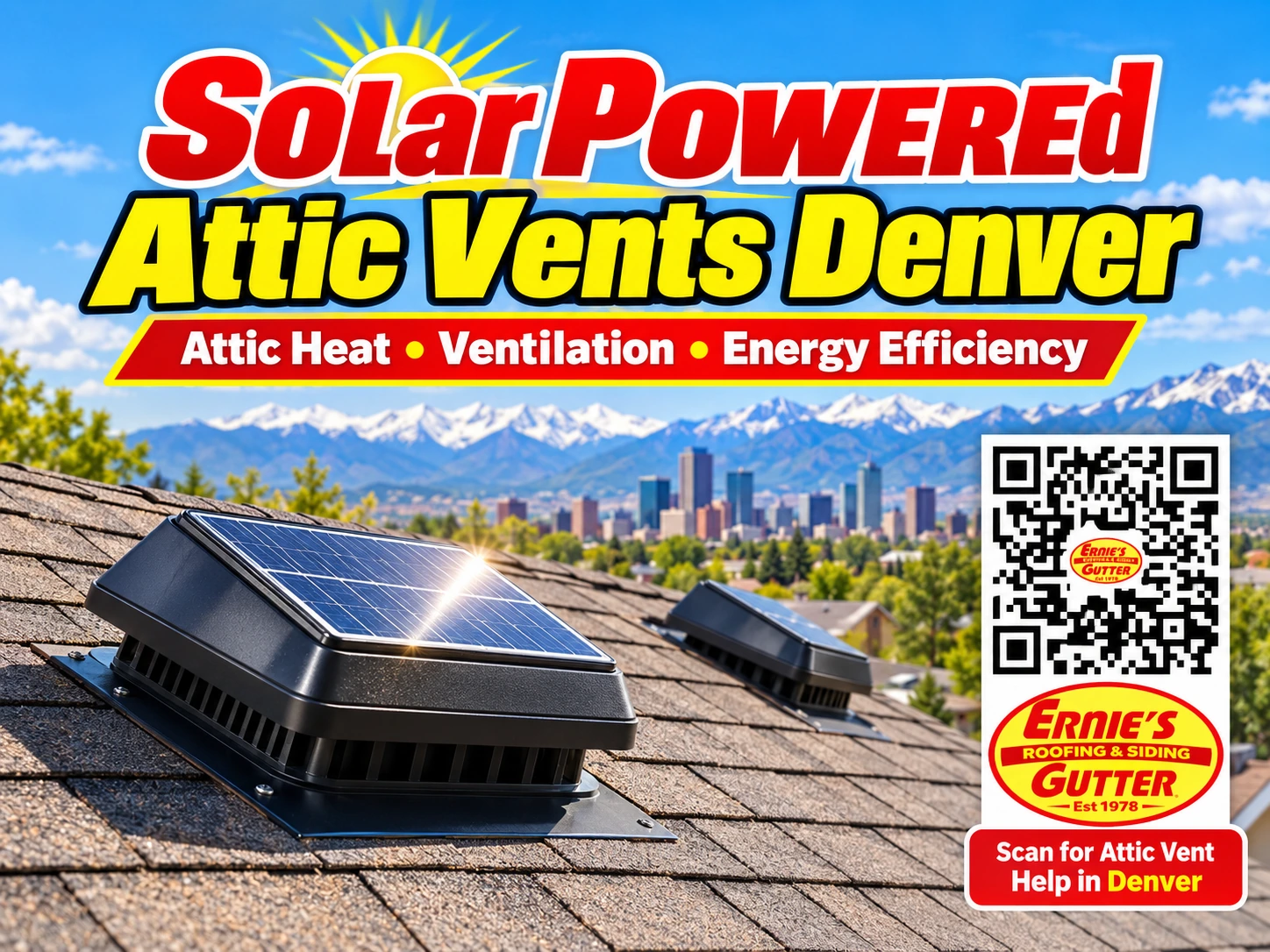 Solar Powered Attic Vents Denver Colorado for attic heat, ventilation, and energy efficiency